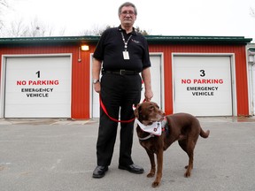 emily Mountney-Lessard/The Intelligencer
Peter Hodgson, a St. John Ambulance volunteer, is shown here with his therapy dog Mocha.