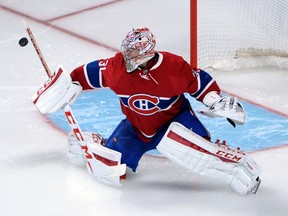 Montreal Canadiens goalie Carey Price makes a save against the New York Rangers at the Bell Centre. (Eric Bolte/USA TODAY Sports)