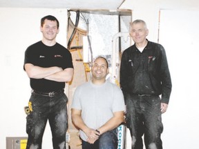Blaine Petersen, Joel Salmon, Mike Norton and Kevin Carnegie, not shown, of M & K Climate Care installed a free furnace for a London family when the company reached out to help. (Photo by Kevin Carnegie)