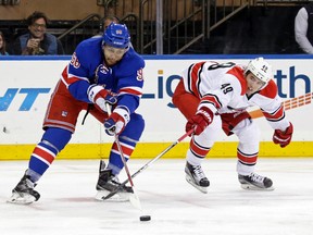The Rangers traded right wing Emerson Etem (left) to the Canucks on Friday, Jan. 8, 2016. (Adam Hunger/USA TODAY Sports)