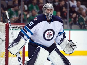 Goalie Connor Hellebuyck has been a bright spot on a Jets team that's struggled to get on track this season. (Jerome Miron-USA TODAY Sports)