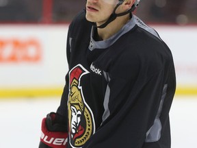 Ottawa Senators Mark Borowiecki during practice at the Canadian Tire Centre in Ottawa Ontario Friday Jan 8, 2015.   Tony Caldwell/Ottawa Sun/Postmedia Network