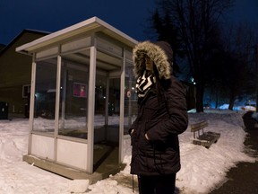 Lisa Halliday stands near a bus shelter where her two young children were involved in an attempted abduction. Friday January 8, 2016. Errol McGihon/Ottawa Sun/Postmedia Network