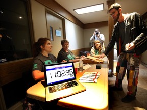 Bar Lavy gets his short film Boy and the Beast in for the Edmonton International Film Festival on September 27, 2015 in Edmonton, Alta. Teams had 24 hours to produce a short film, Lavy was a few minutes late due to traffic but was accepted.  Perry Mah/Edmonton Sun/Postmedia