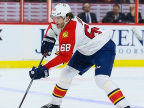 Florida Panthers right wing Jaromir Jagr (68) during NHL action against the Ottawa Senators in Ottawa, Ont. on Thursday January 7, 2016. Errol McGihon/Ottawa Sun/Postmedia Network