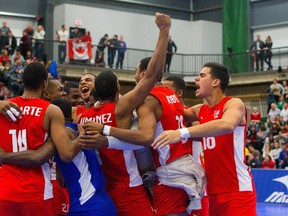 Cuba celebrates after beating Canada to qualify for the Rio Olympics (Amber Bracken, The Canadian Press).