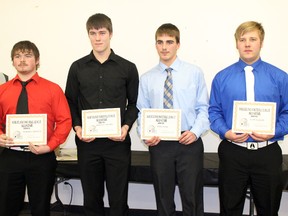 The Vermilion Marauders four all stars, from left, Brayden Chilibeck, Donovan Yaceyko, Riley Bates and Scott Zielinski.