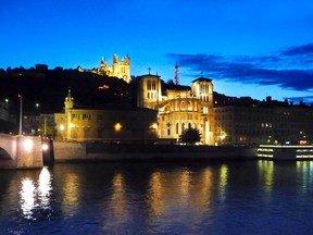 State-of-the-art floodlighting enhances Lyon's architecture. (Photo: Rick Steves)