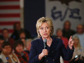 U.S. Democratic presidential candidate Hillary Clinton addresses supporters at the Electric Park Ballroom in Waterloo, Iowa on January 11, 2016. REUTERS/Aaron P. Bernstein