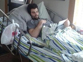 Adam Brady, resting at home, after being released from hospital Monday, Jan. 11. Photo courtesy Anne Brady.
