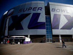 The exterior of University of Phoenix Stadium is seen prior to Super Bowl XLVIX between the Seahawks and Patriots in Glendale, Ariz., on Feb. 1, 2015. (Justin Heiman/Getty Images/AFP)