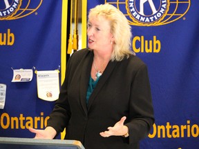 Sarnia-Lambton MP Marilyn Gladu addresses the membership of the Seaway Kiwanis Club on Tuesday January 12, 2016 in Sarnia, Ont. Gladu spoke about her new role as science critic and the opportunities for economic development she sees in Sarnia-Lambton. (Barbara Simpson/Sarnia Observer/Postmedia Network)