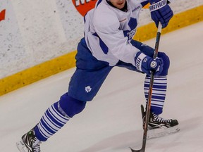 Joffrey Lupul at Toronto Maple Leafs practice at the MasterCard Centre in Toronto on Jan. 12, 2016. (Dave Thomas/Toronto Sun/Postmedia Network)