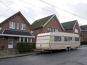 A general view of the Rue Radache in Auvelais, Belgium, on Wednesday, Jan. 13, 2016. The Belgian prosecutors office on Wednesday named a residence on the street as being used in Oct. 2015 as a safe house for the plotters of the Paris attacks.  (AP Photo/Virginia Mayo)