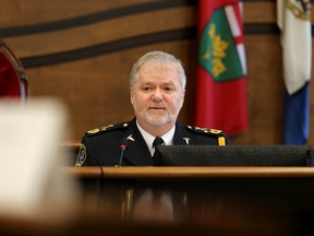 Emily Mountney-Lessard/The Intelligencer
Hastings Quinte Emergency Services acting chief John O'Donnell speaks during the Joint Emergency Services Committee at the Hastings County building on Wednesday in Belleville.