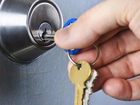 Homeowners should install deadbolts on all doors, making sure the strike plate is screwed into a stud, to prevent burglars from being able to kick in the door.