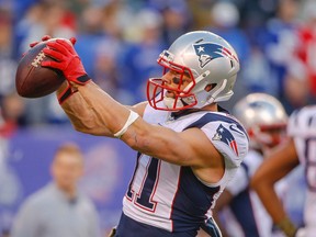 New England Patriots wide receiver Julian Edelman prior to the game against the New York Giants at MetLife Stadium in East Rutherford, N.J., on Nov. 15, 2015. (Jim O'Connor/USA TODAY Sports)