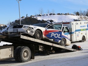 A Greater Sudbury Police cruiser was involved in a collision at the intersection of Falconbridge Road and the Kinsway in Sudbury, Ont. on Thursday January 14, 2016. Another collision involving a Greater Sudbury Police vehicle occurred on January 8 on Lorne Street at Walnut Street, near Dumas Your Independent Grocer. Two Greater Sudbury Police officers and a motorist were taken to hospital with non-life-threatening injuries. John Lappa/Sudbury Star/Postmedia Network
