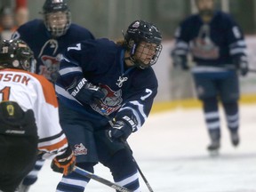 Shaftesbury Titans Peyton Ziegler in action at the MTS Iceplex, in Headingley.   Friday, January 15, 2016. The Titans prep program will be moving to Oak Park High School next season. (Winnipeg Sun/Postmedia Network)