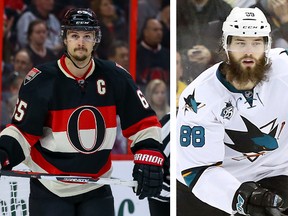 Two players to watch Monday night in San Jose are Senators captain Erik Karlsson and Brent Burns. SUN FILES