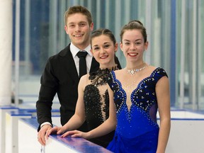 Trennt Michaud, Evelyn Walsh and Hope McLean are carrying the area?s hopes at the Canadian figure skating championships. (CRAIG GLOVER, The London Free Press)