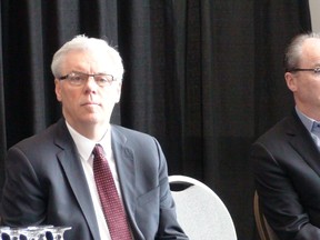 Premier Greg Selinger and Jim Ludlow, president of True North Development, provide an update about True North Square, Jan. 18, 2015.