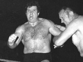 Iron Mike Sharpe is tossed across the ring by Gene Kiniski. Photo by Bob Leonard