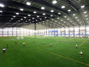 On a Sunday afternoon the parking lot was full at the BMO Centre as teams play continuously all day long in London, Ont. on Sunday January 17, 2016. (MIKE HENSEN, The London Free Press)