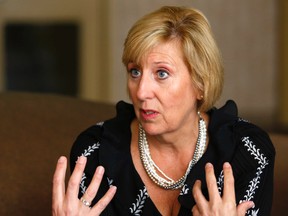 Haliburton-Kawartha Lakes-Brock MPP Laurie Scott responds to questions from reporters on Tuesday January 19, 2016 at the Holiday Inn on George St. in Peterborough, Ont. regarding the problem of human trafficking during the Standing committee on Social Policy. Clifford Skarstedt/Peterborough Examiner/Postmedia Network file photo