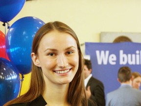 Queen’s University student Alison Geary attended the Engineering and Technology Fair at Grant Hall on Wednesday. (Ali Wilson/For The Whig-Standard)