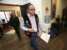 Southern Chiefs Organization Grand Chief, Terrance Nelson, made opening remarks before the launch of an awareness video on violence prevention and safety for indigenous women and girls.