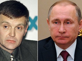 President Vladimir Putin, right, probably approved a Russian intelligence operation to murder ex-KBG agent Alexander Litvinenko, left, a judge led-British inquiry into the 2006 killing in London concluded. (REUTERS/Vasily Djachkov/Files and Mikhail Klimentyev/Sputnik, Kremlin Pool Photo via AP)