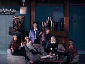 L-R: The Magicians: Stella Maeve, Summer Bishil, Hale Appleman, Jason Ralph, Olivia Taylor-Dudley, Arjun Gupta.