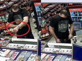 Police are looking for this suspect in a burst of convenience store robberies Dec. 18. / POLICE HANDOUT