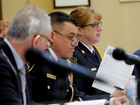 Emily Mountney-Lessard/The Intelligencer
Belleville Police Chief Cory MacKay speaks about new recruits joining the service later this year, during the police services board meeting Thursday.