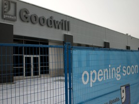 The new Woodstock Goodwill on Dundas Street is currently still under construction with an 'opening soon' sign outside. Michelle Quintyn, CEO of Goodwill Industries for Ontario Great Lakes region, said the store is planned to open early March. (BRUCE CHESSELL/Sentinel-Review)