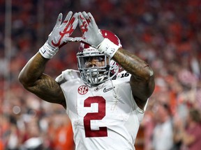 Alabama Crimson Tide running back Derrick Henry celebrates after scoring a touchdown against the Clemson Tigers during the 2016 CFP National Championship at University of Phoenix Stadium. (Mark J. Rebilas/USA TODAY Sports)