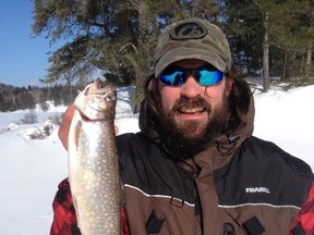 Lively's Scott Haddow with a nice speckled trout caught ice fishing last winter. Sudbury Star columnist John Vance writes ice conditions are finally good to go for ice fishing.