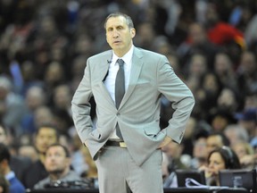 Cleveland Cavaliers head coach David Blatt reacts in the third quarter against the Golden State Warriors at Quicken Loans Arena. David Richard-USA TODAY Sports