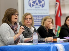 Emily Mountney-Lessard/The Intelligencer
A panel of professionals from Trenval, Loyalist, Loyola School of Adult and Continuing Education, Loyalist College and the Quinte West Chamber of Commerce take part in the first refugee forum held on Friday in Belleville.