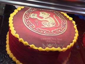 A cake showing a watermarked image of a monkey is pictured on a cake being sold at a Loblaws grocery store in Toronto. Handout/Postmedia Network