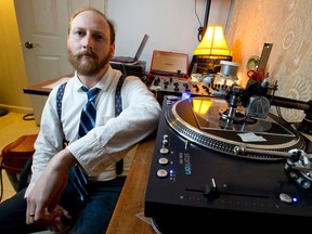 The direct drive turntable, fitted with a recording device, allows Steve Murphy to create vinyl records in his basement studio. (CRAIG GLOVER, The London Free Press)
