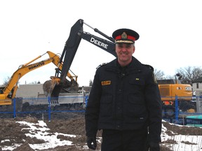 St. Thomas Police Chief Darryl Pinnell at the site of the new headquarters, adjacent to the Timken Centre.