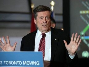 Mayor John Tory at press conference on the Scarborough subway in Toronto, Ont. on Thursday January 21, 2016. Craig Robertson/Toronto Sun/Postmedia Network