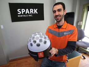 Sinan Leylek is the operations manager of Spark Rentals inc., in Winnipeg.  Thursday, January 21, 2016. Leylek's business is less than a year old and already he's facing decisions as to how to handle a weak Canadian dollar. (Sun/Postmedia Network)