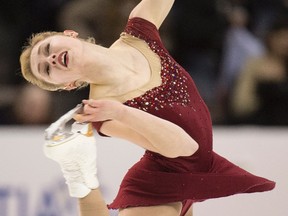 Alaine Chartrand performs her free program at the Canadian figure skating championships in Halifax yesterday. Chartrand finished first, while Gabrielle Daleman finished second. (THE CANADIAN PRESS/Darren Calabrese)