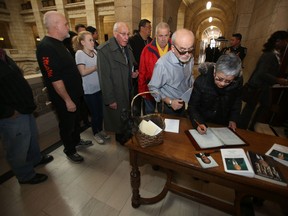 There was a celebration of Howard Pawley's life, at the Legislative Building, in Winnipeg today.  Saturday, January 23, 2016.  Sun/Postmedia Network