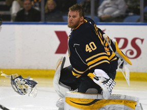 Buffalo Sabres goaltender Robin Lehner. (AP Photo/Gary Wiepert)