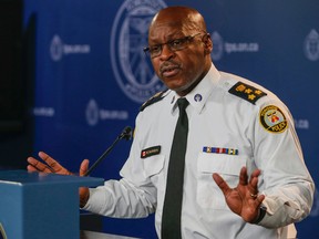 Toronto Police Chief Mark Saunders holds a presser at Toronto Police Headquarters on the guilty verdict of attempt murder for Pc. James Forcillo on Monday January 25, 2016. Dave Thomas/Toronto Sun/Postmedia Network