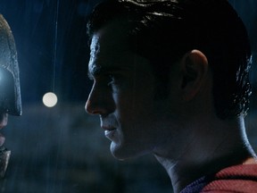(L-r) Ben Affleck as Batman and Henry Cavill as Superman in "Batman v Superman."